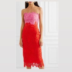 Lela Rose pink and red lace dress sz 2.